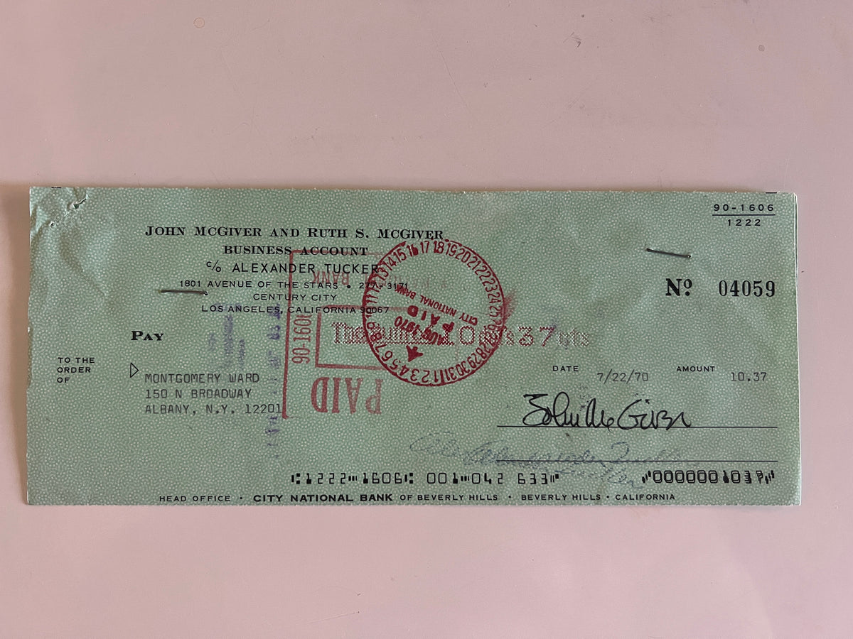 John McGivern signed check