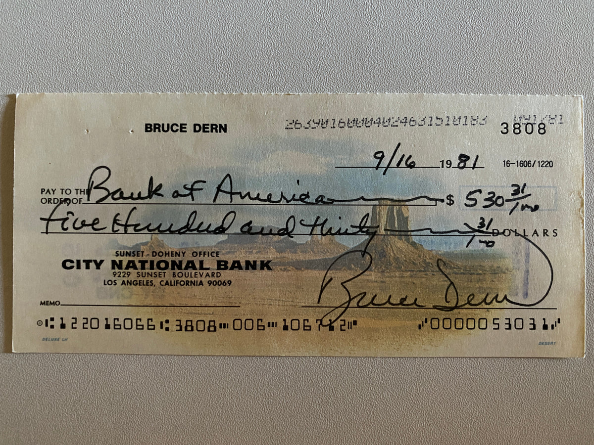 Bruce Dern signed check