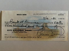 Bruce Dern signed check