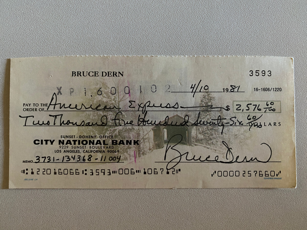 Bruce Dern signed check