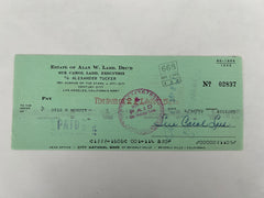 Sue Carol Ladd signed check