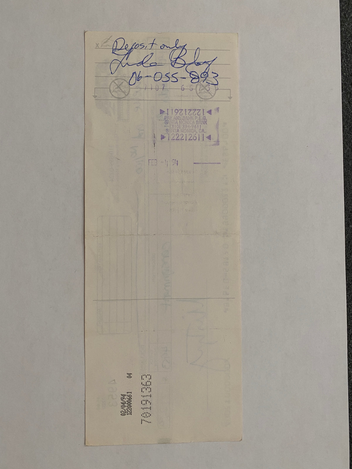 Linda Blair Star Wares consignment signed check