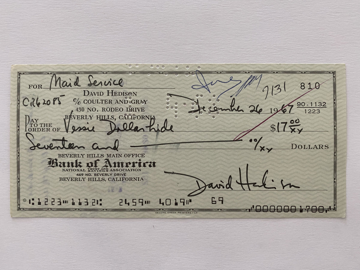 David Hedison signed check