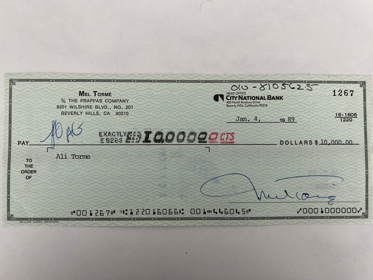 Mel Torme signed check