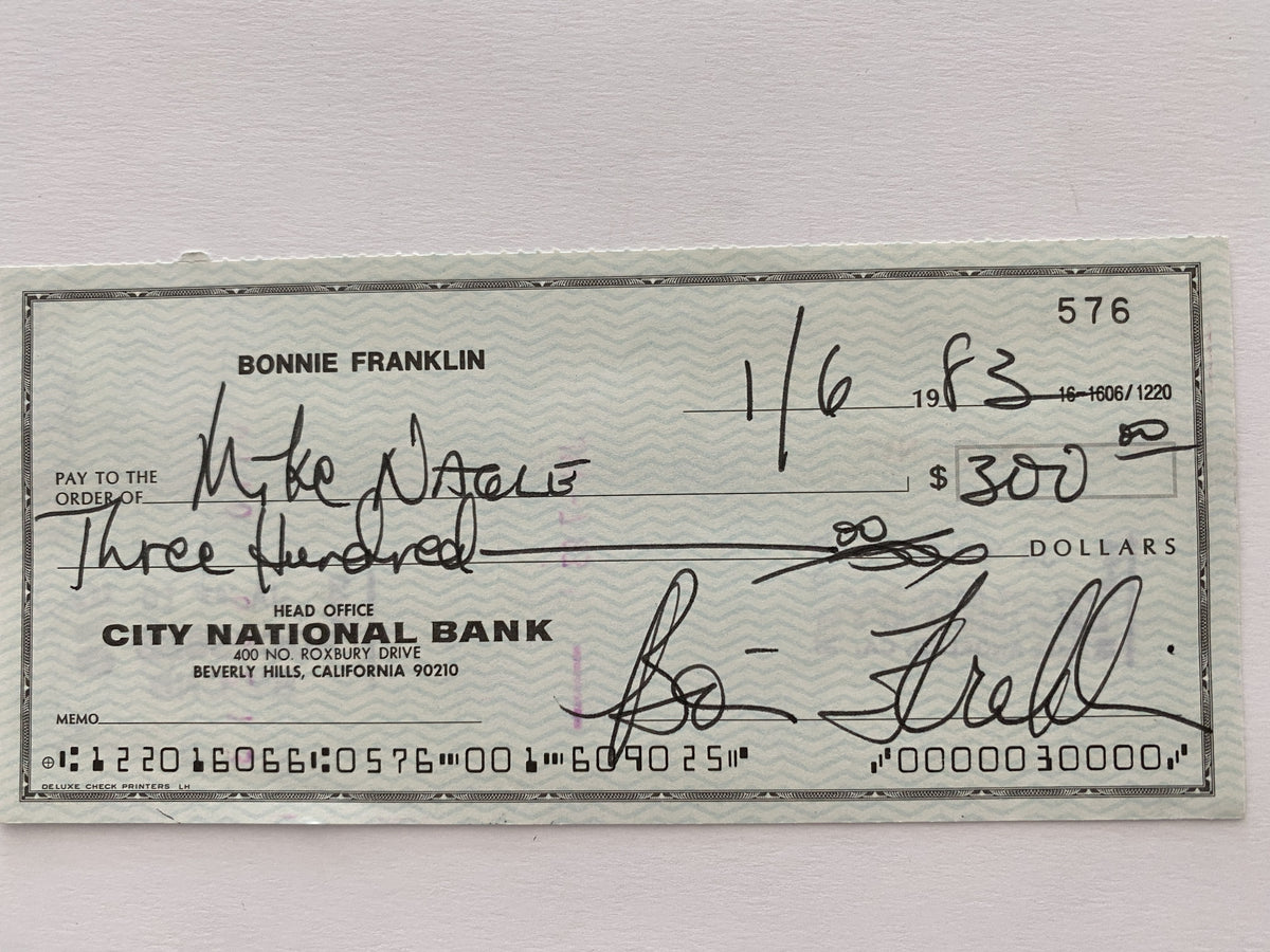 Bonnie Franklin signed check