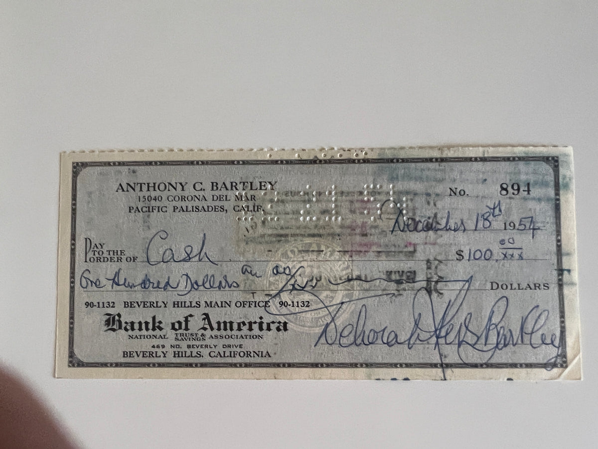 Deborah Kerr signed check
