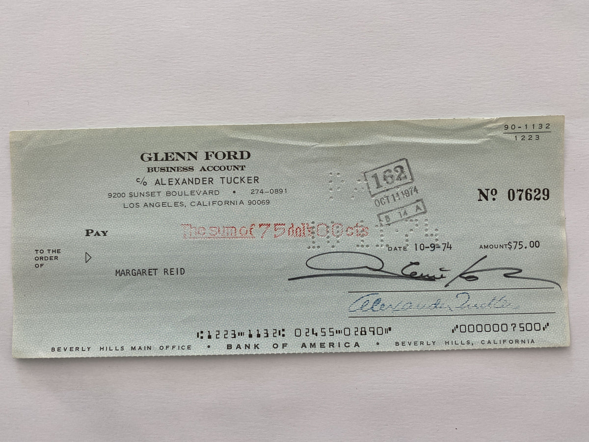 Glenn Ford signed check