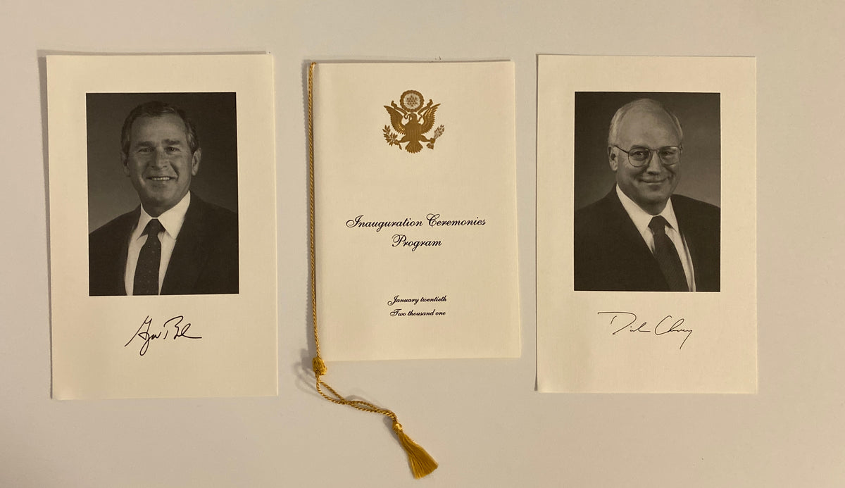Bush, Cheney 2001 Inauguration program and facsimile signed photo