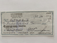 Walter Cunningham signed check
