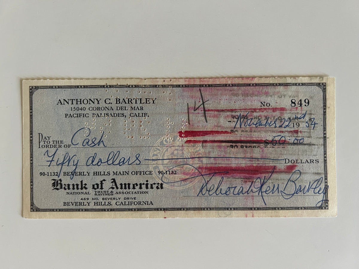 Deborah Kerr signed check