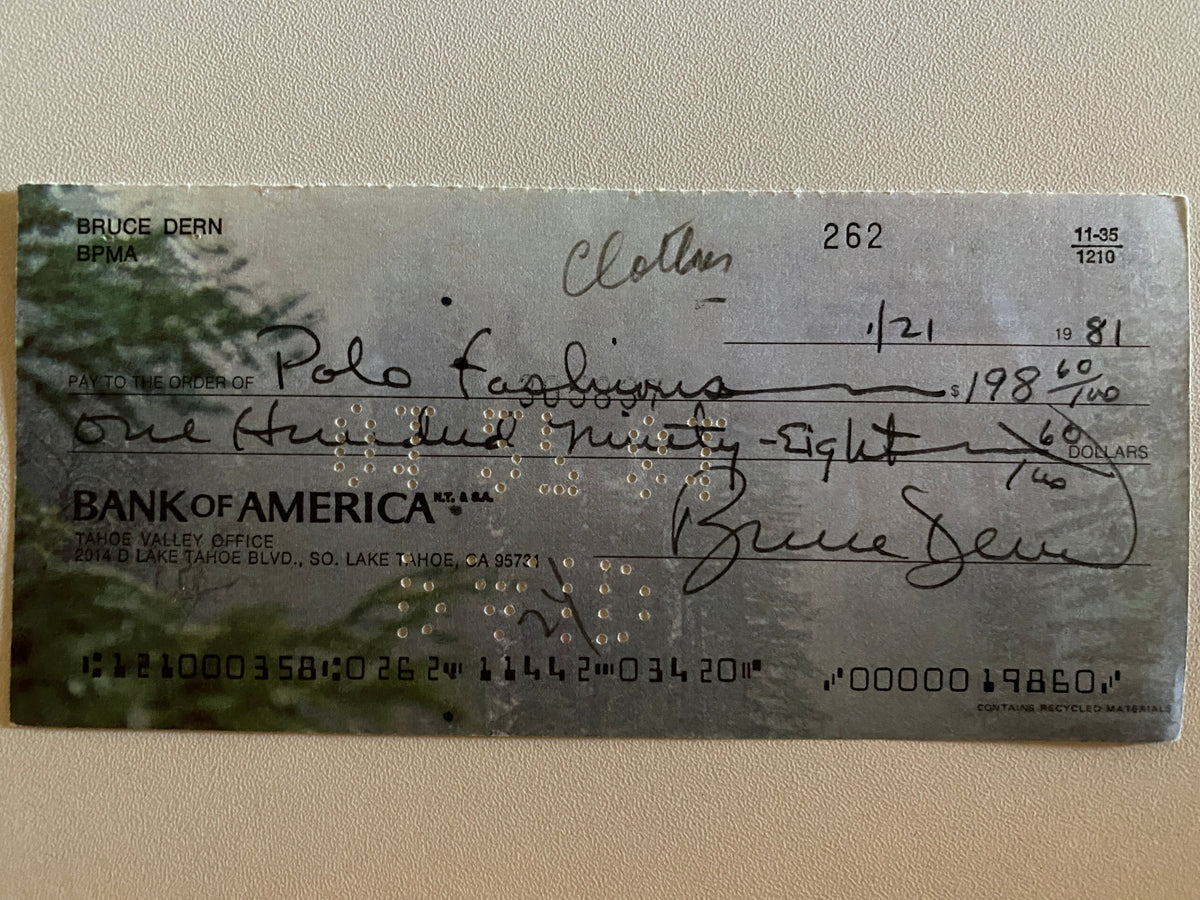 Bruce Dern signed check