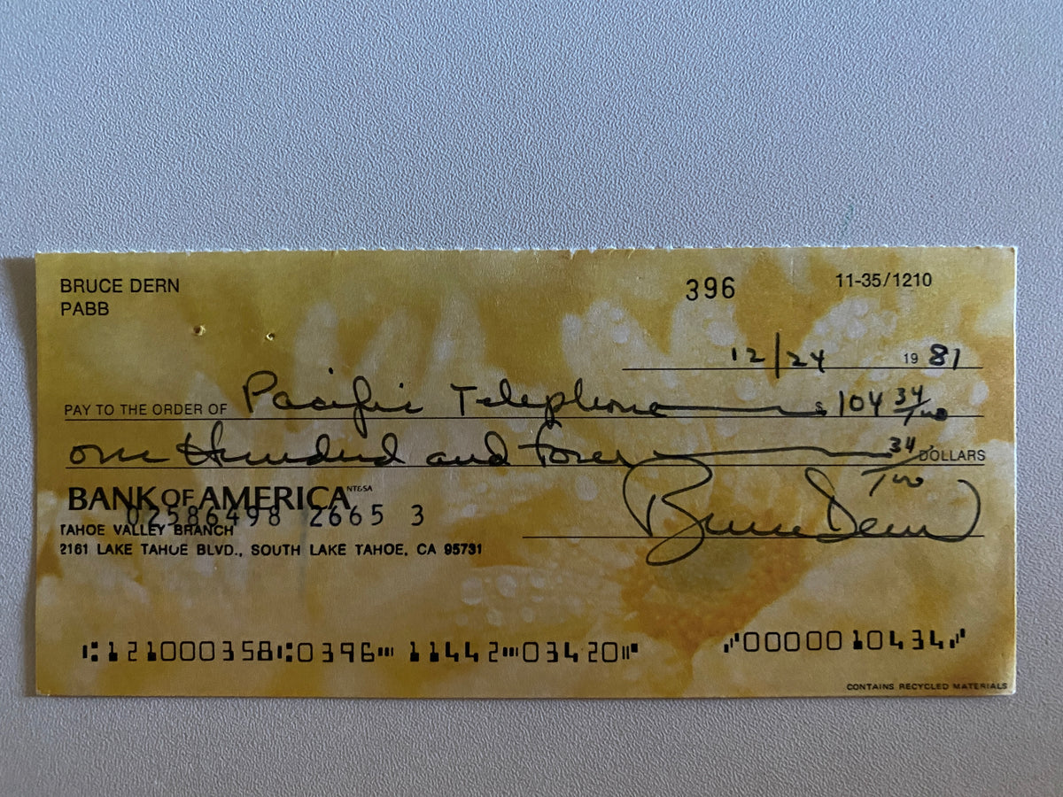 Bruce Dern signed check
