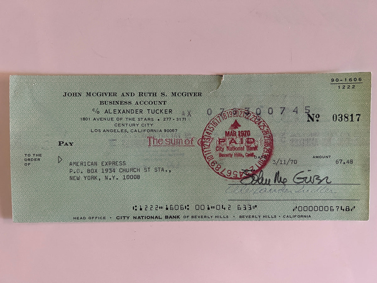 John McGivern signed check
