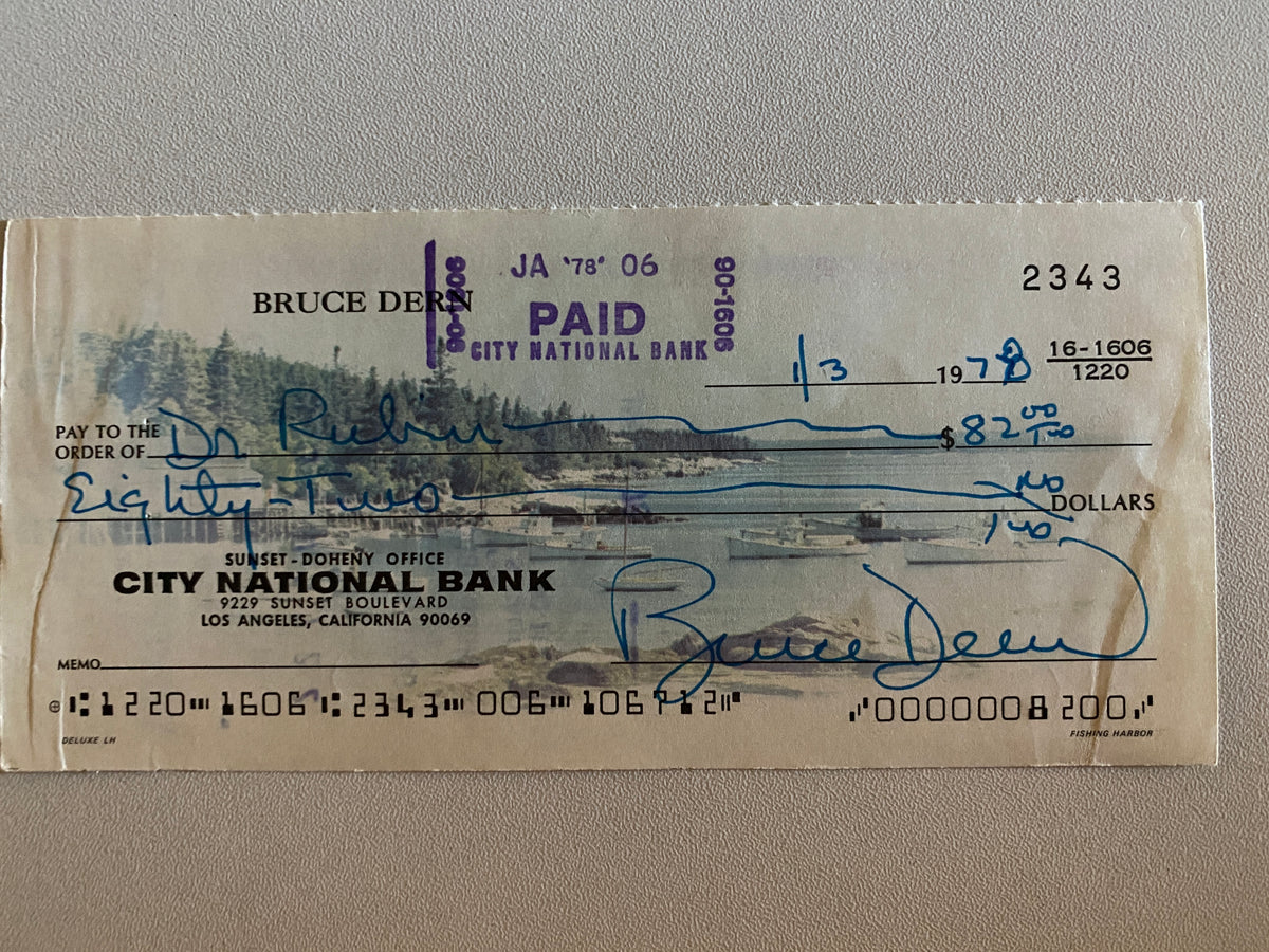 Bruce Dern signed check