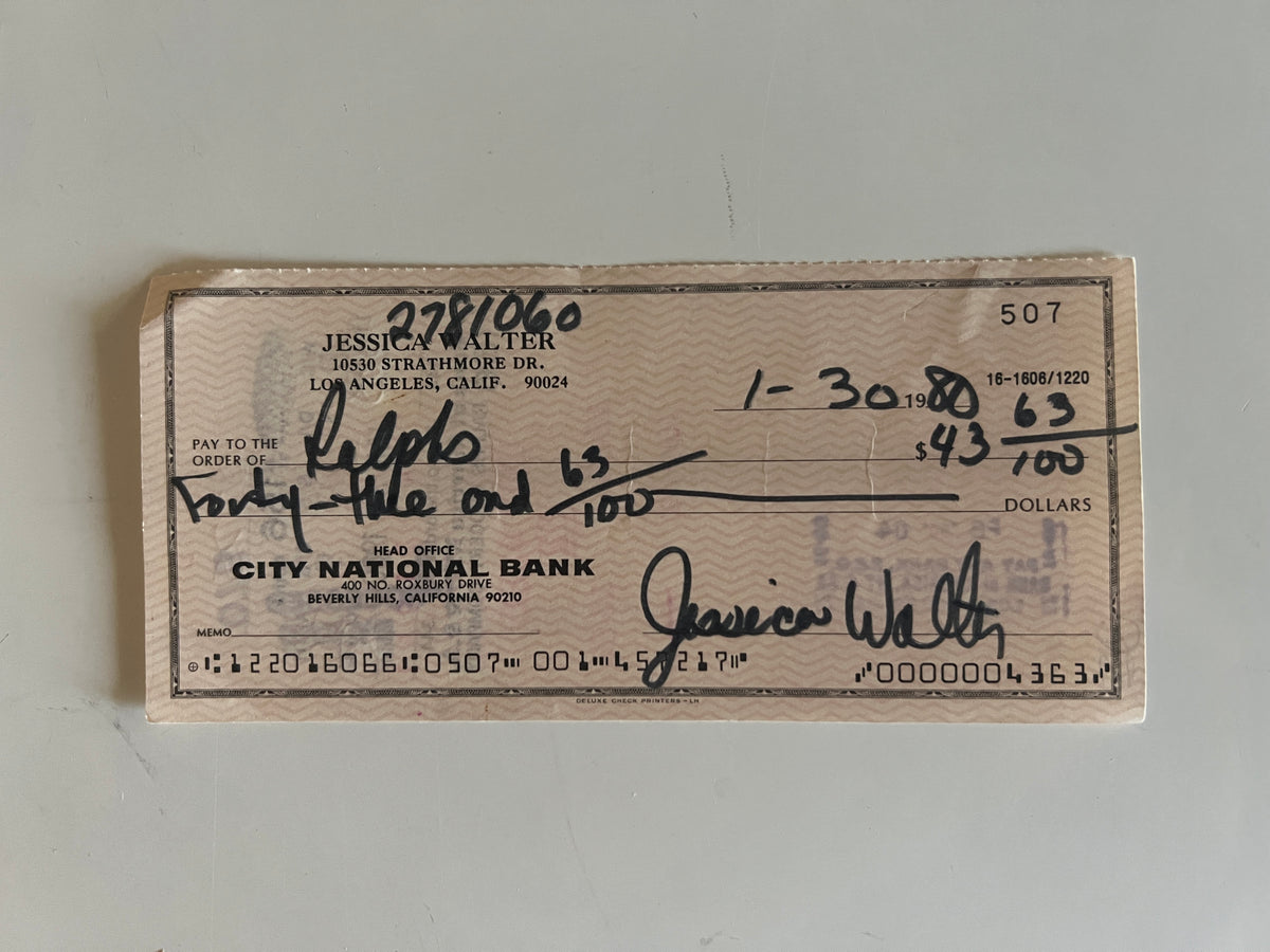 Jessica Walter signed check