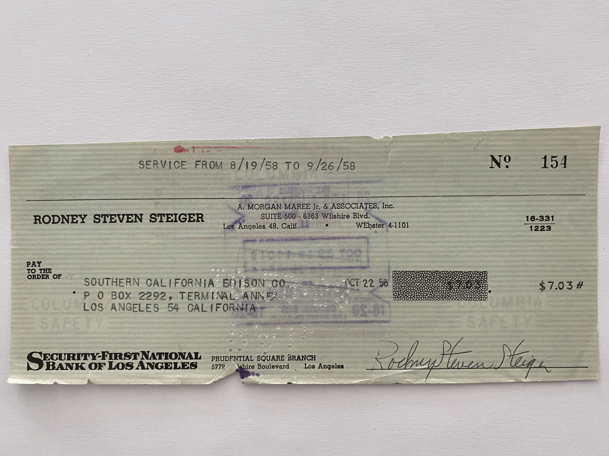 Rod Steiger signed check
