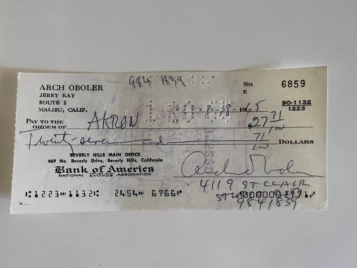 Arch Oboler signed check