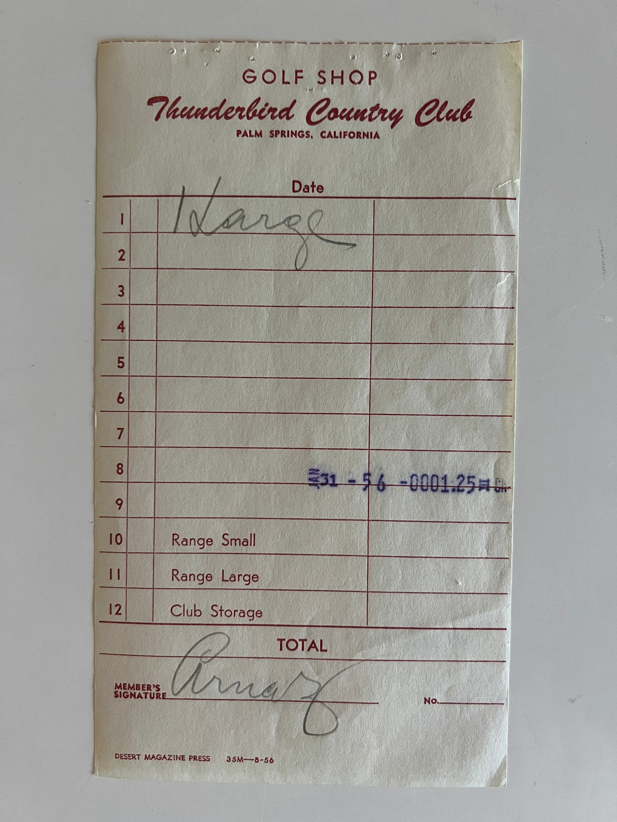 Desi Arnaz signed receipt
