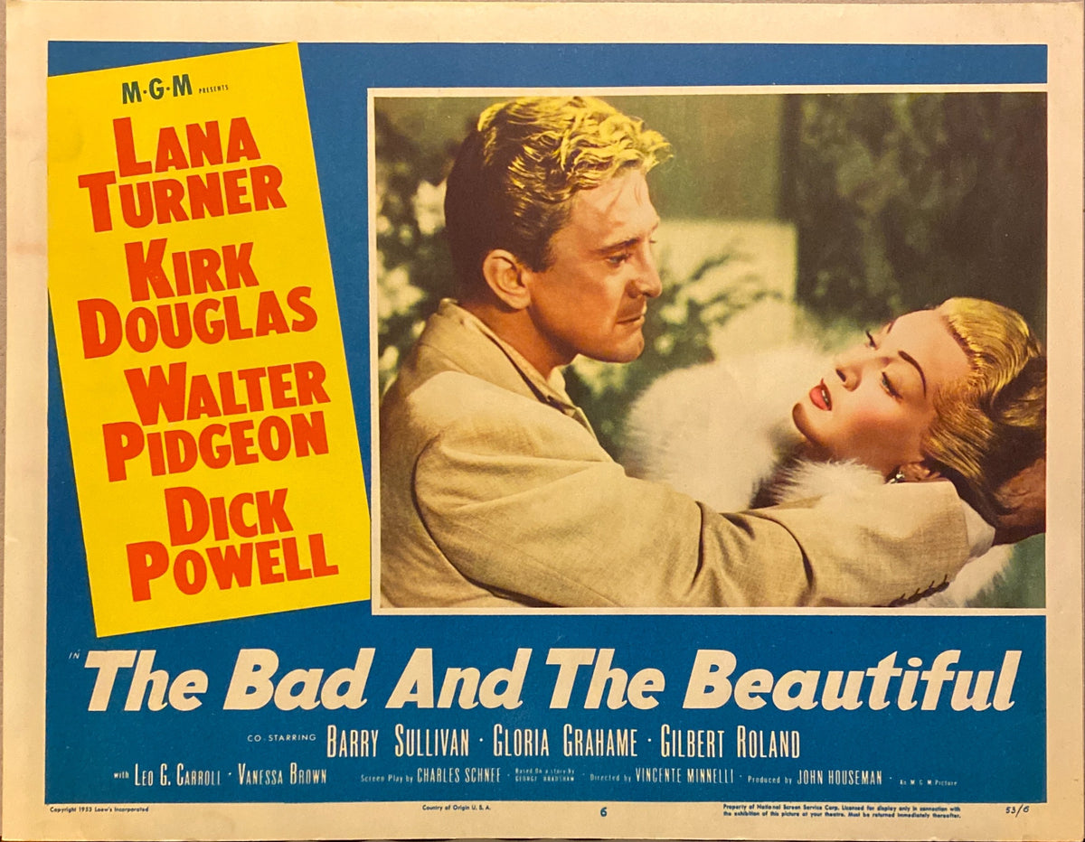 Lana Turner, Kirk Douglas, Walter Pidgeon, and Dick Powell "The Bad and the Beautiful" original Lobby Card