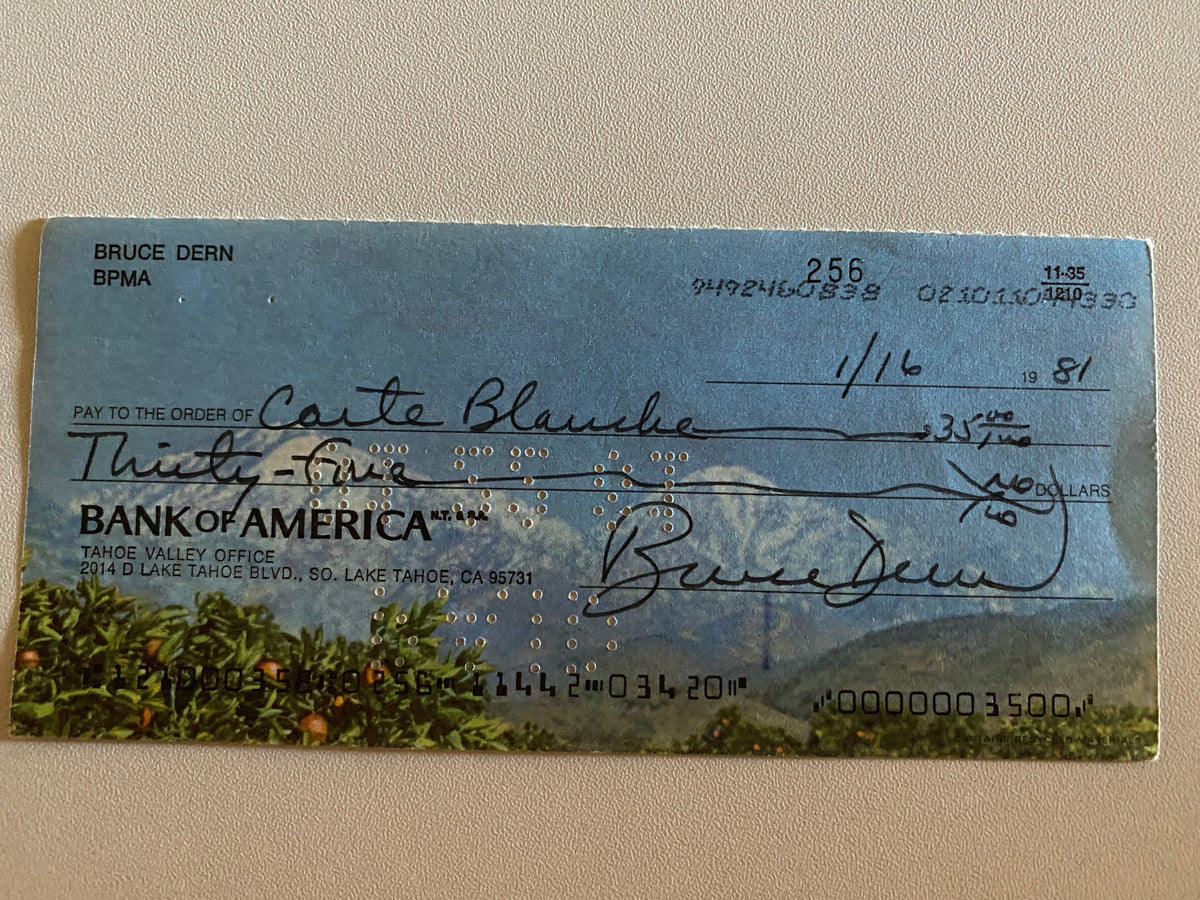 Bruce Dern signed check