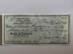 Rod Taylor signed check