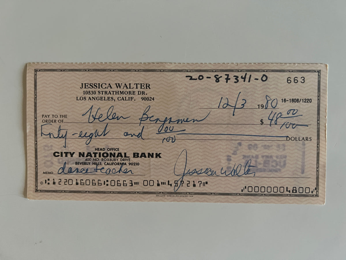 Jessica Walter signed check