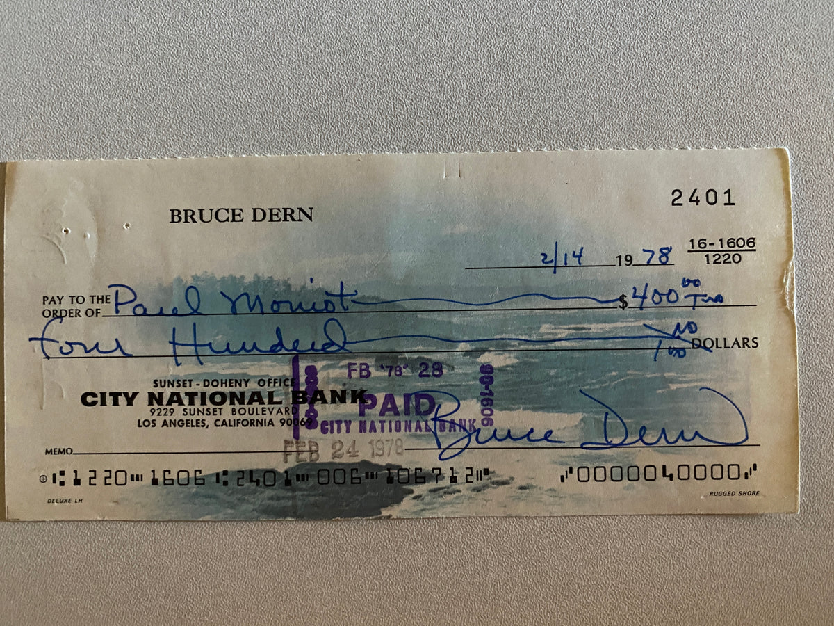 Bruce Dern signed check