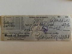 Rosalind Russell signed check