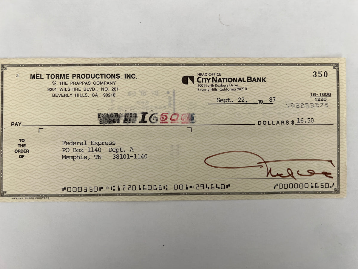Mel Torme signed check