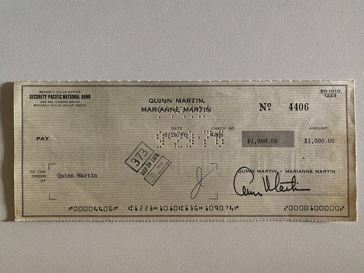 Quinn Martin signed check