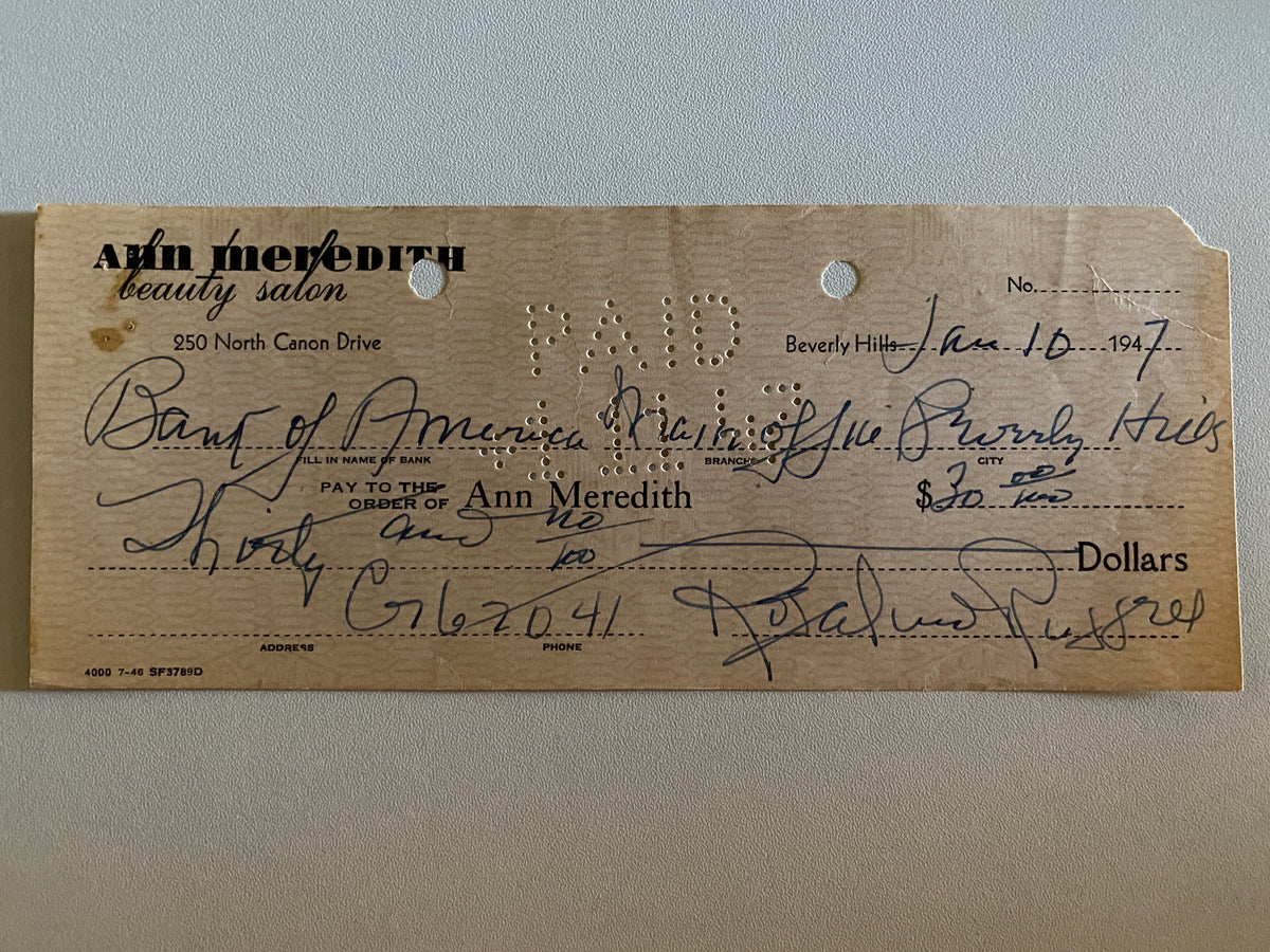 Rosalind Russell signed check