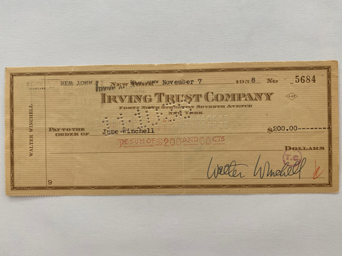 Walter Winchell signed check