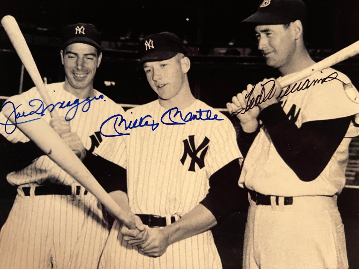 Joe Dimaggio, Ted Williams,and Mickey mantle signed photo