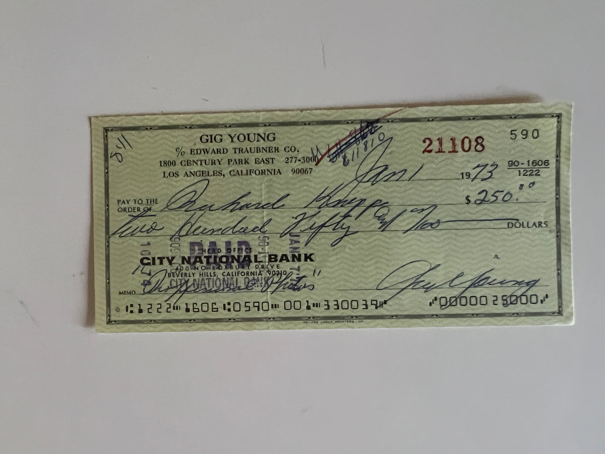 Gig Young signed check
