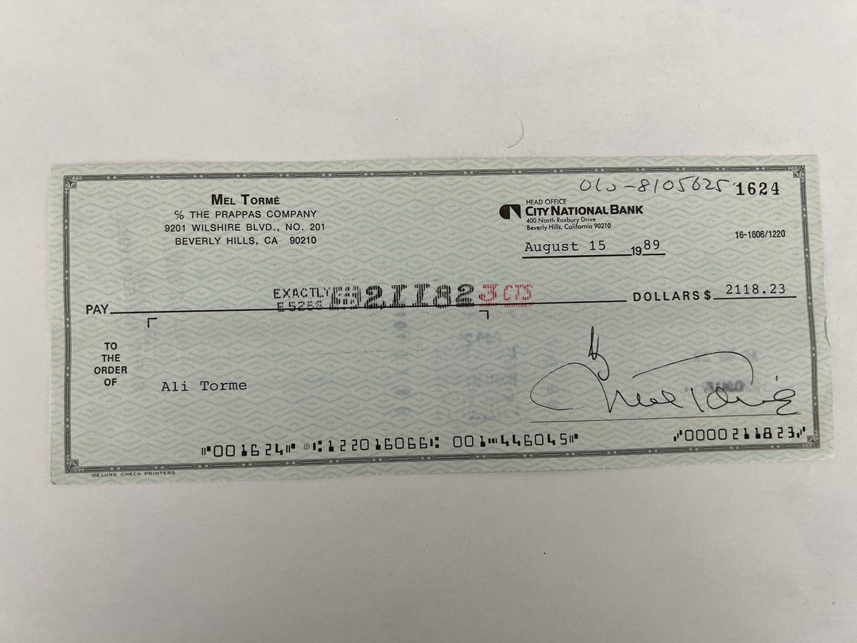 Mel Torme signed check