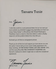 Law And Order SVU Tamara Tunie signed letter