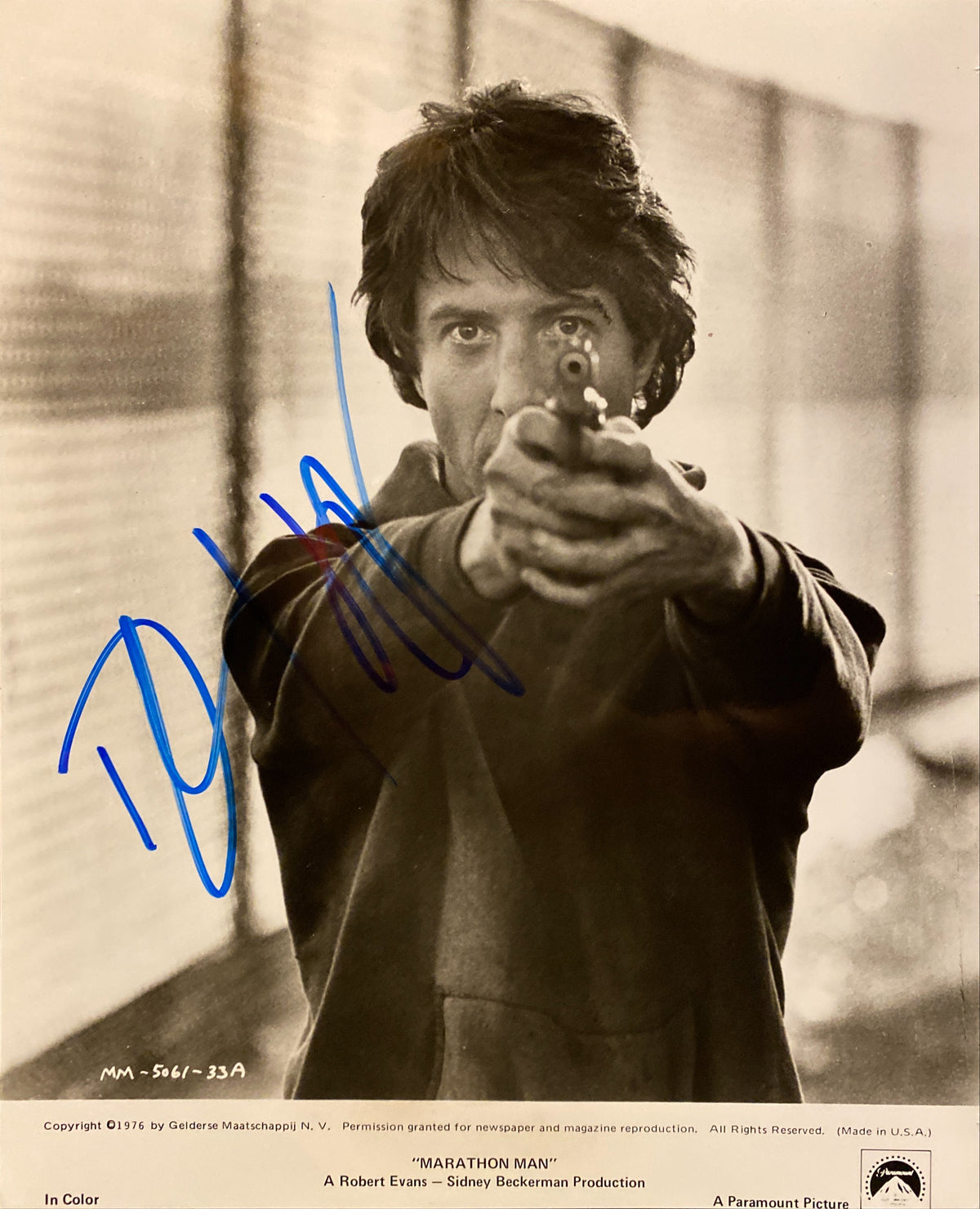 Dustin Hoffman signed "Marathon Man" movie photo