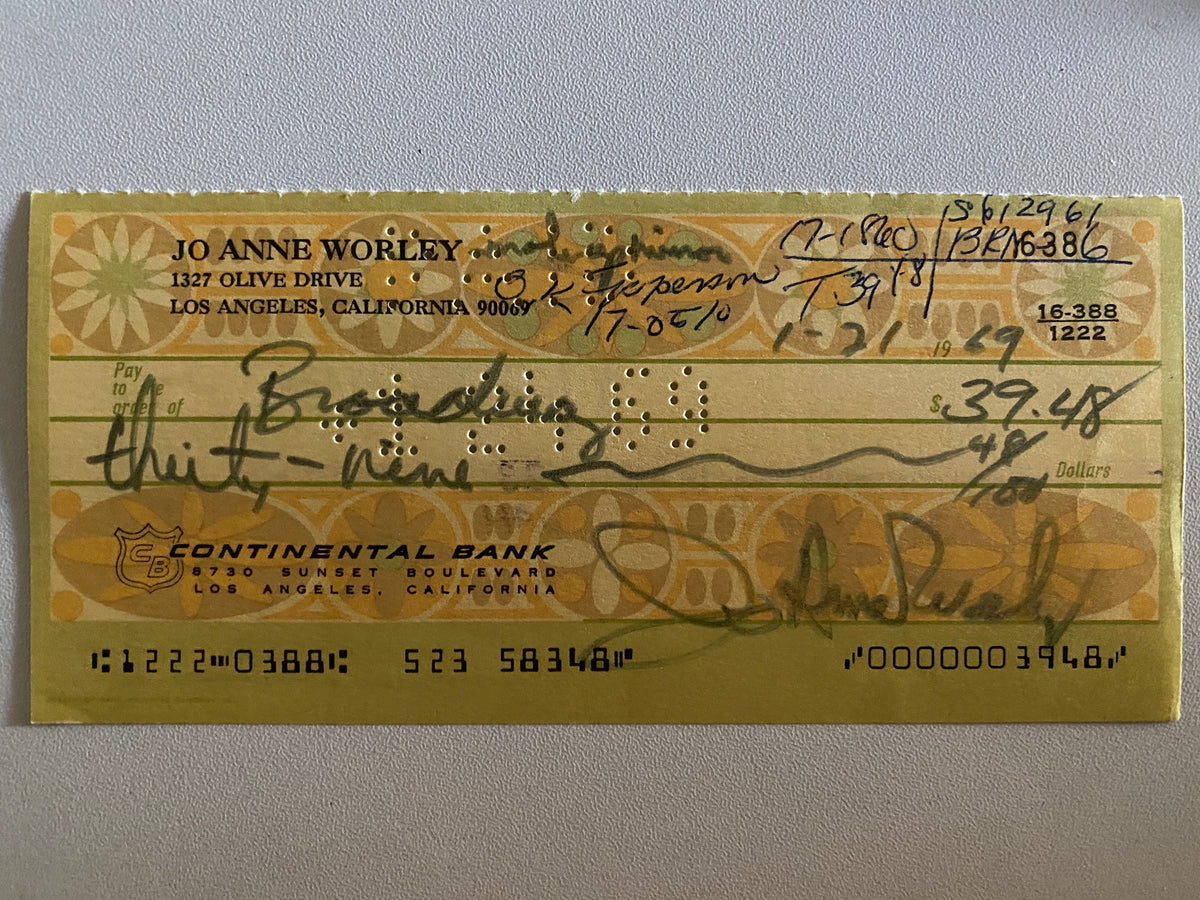 JoAnne  Worley signed check