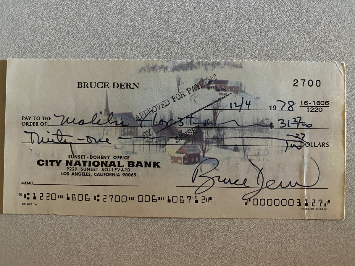 Bruce Dern signed check
