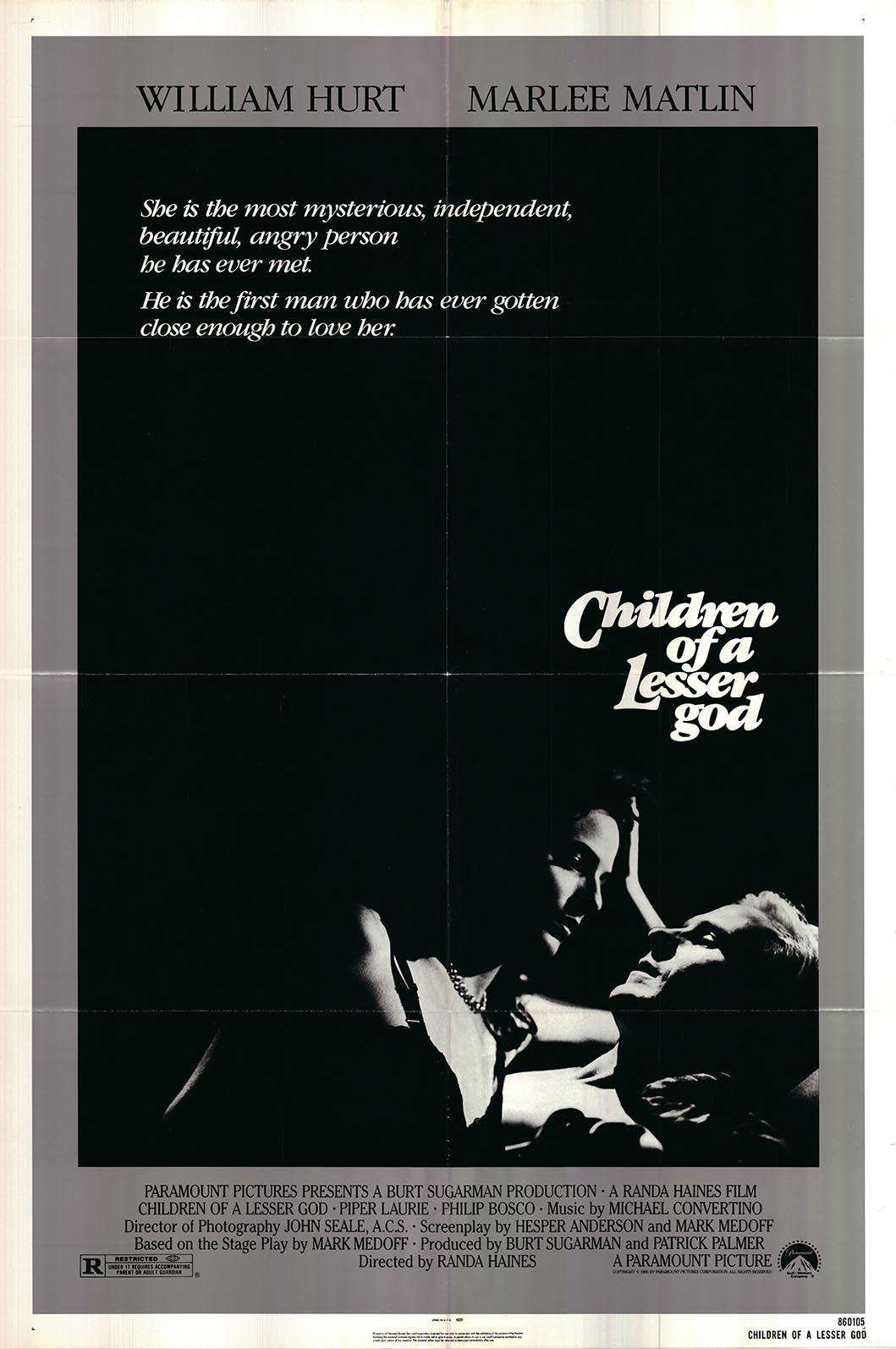 Children of Lesser God Original 1986 Vintage One Sheet Poster