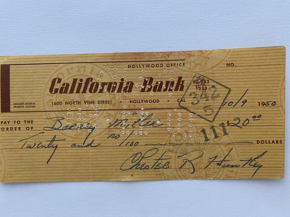 Chester Huntley signed check