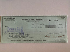 Bob Newhart signed check