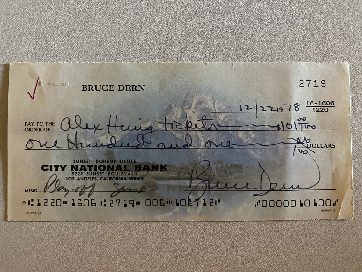 Bruce Dern signed check