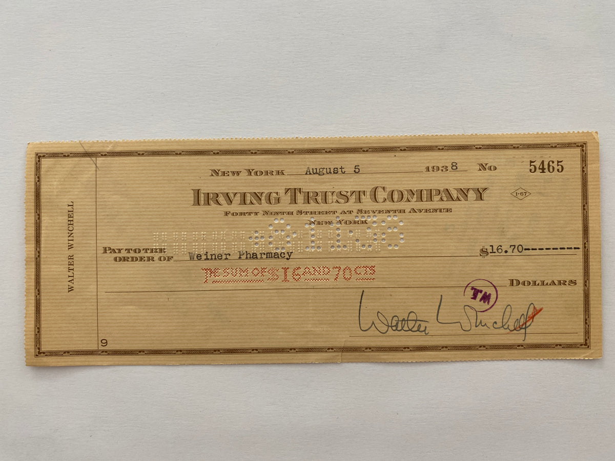 Walter Winchell signed check