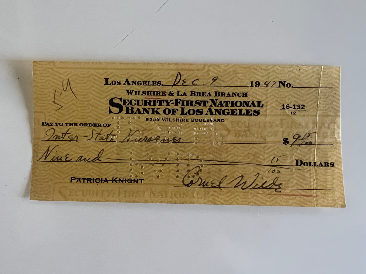 Cornel Wilde signed check