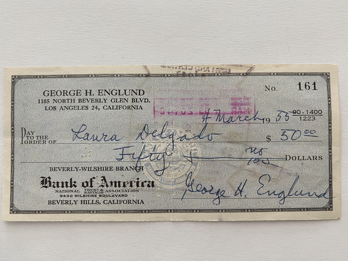 George Englund signed check
