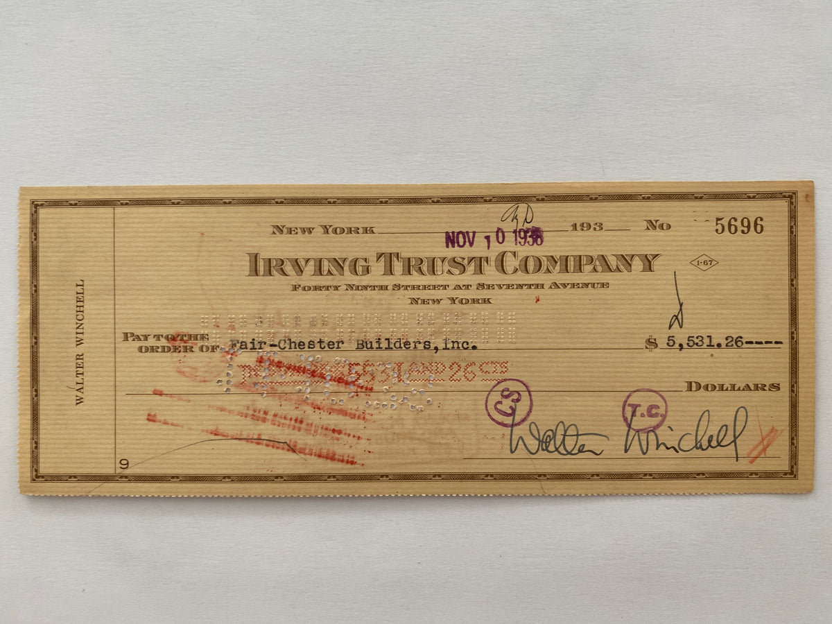 Walter Winchell signed check