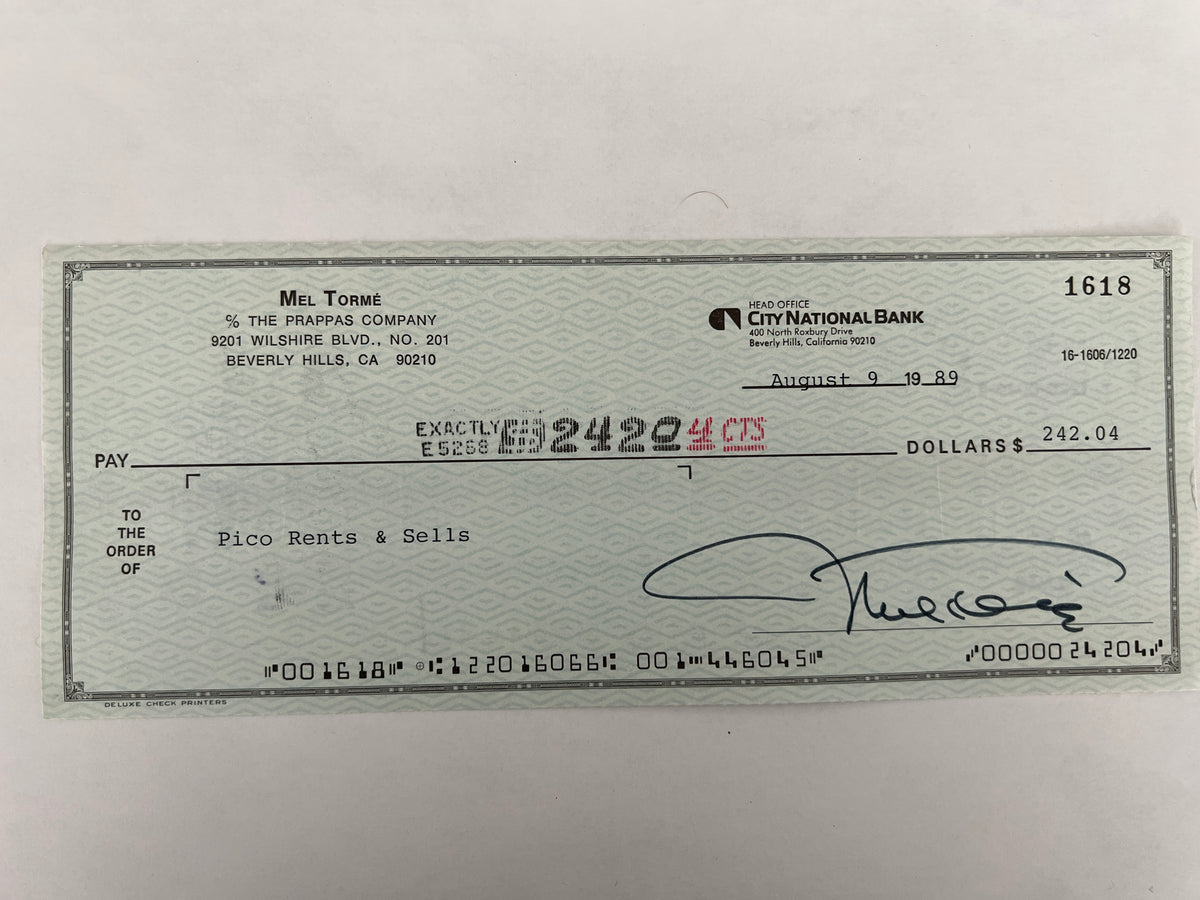 Mel Torme signed check