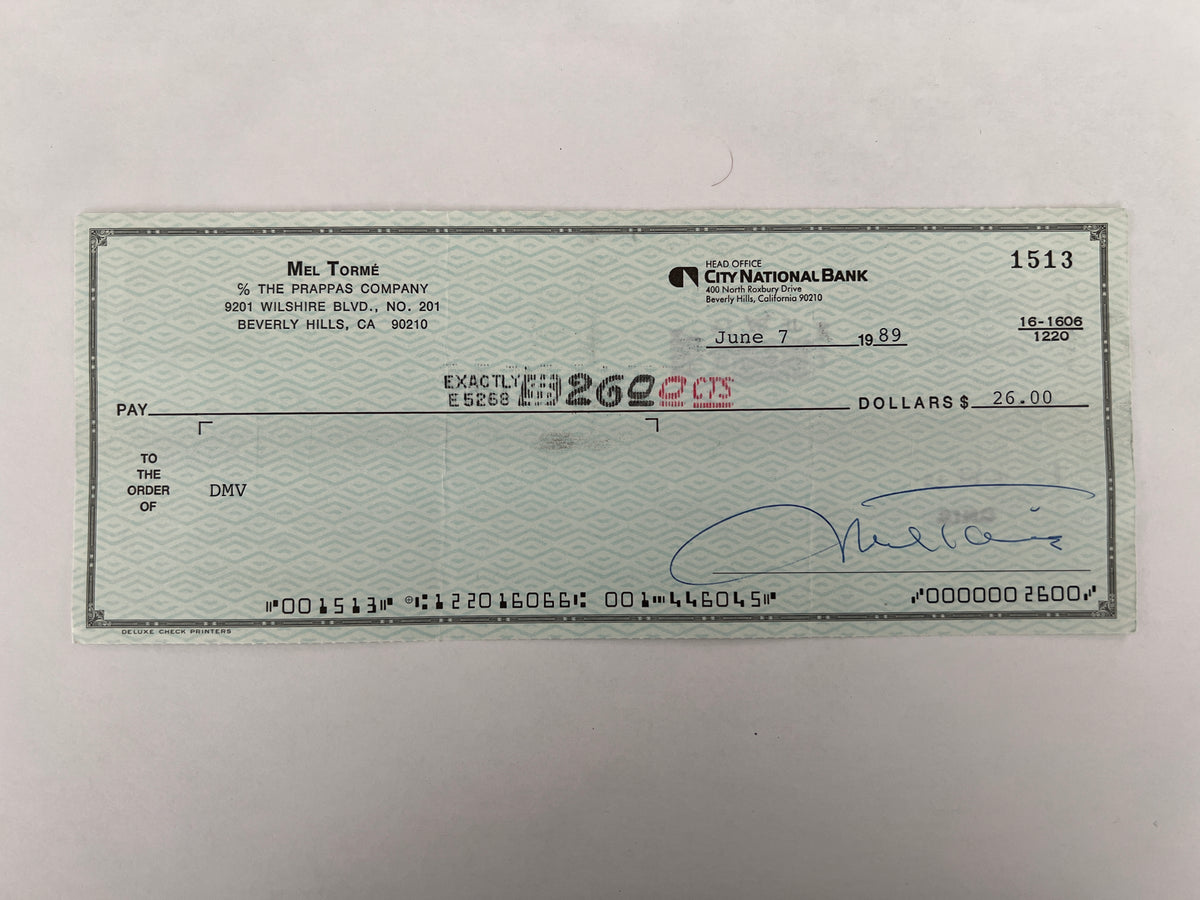 Mel Torme signed check
