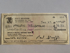 Paul Shaffer signed check